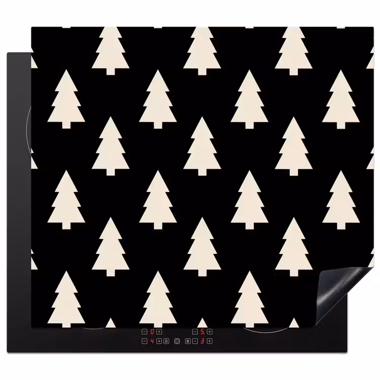 Herdabdeckplatte - Weihnachtsbaum – Schwarz – Weiß — 1