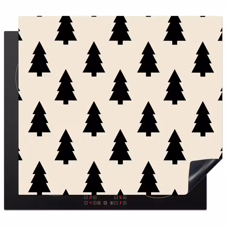 Herdabdeckplatte - Weihnachtsbaum – Weiß – Schwarz — 1