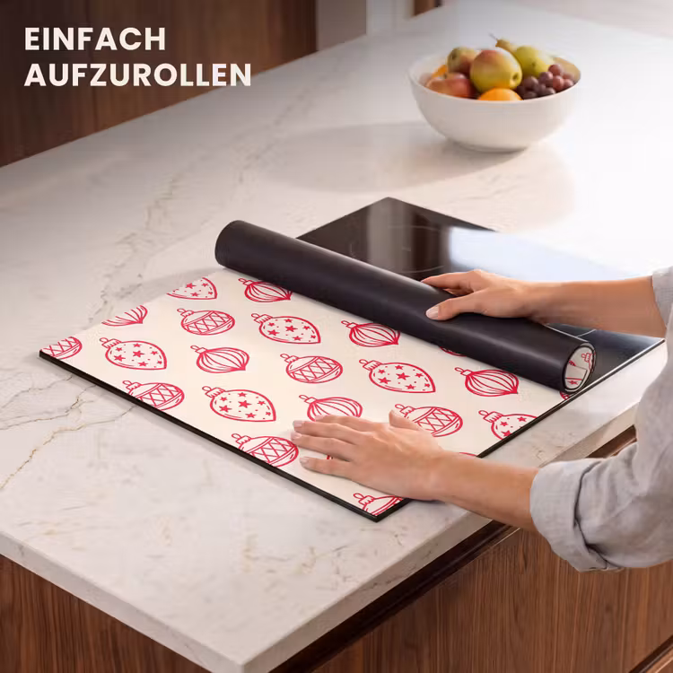 Herdabdeckplatte - Weihnachtskugel – Creme – Rot — 7