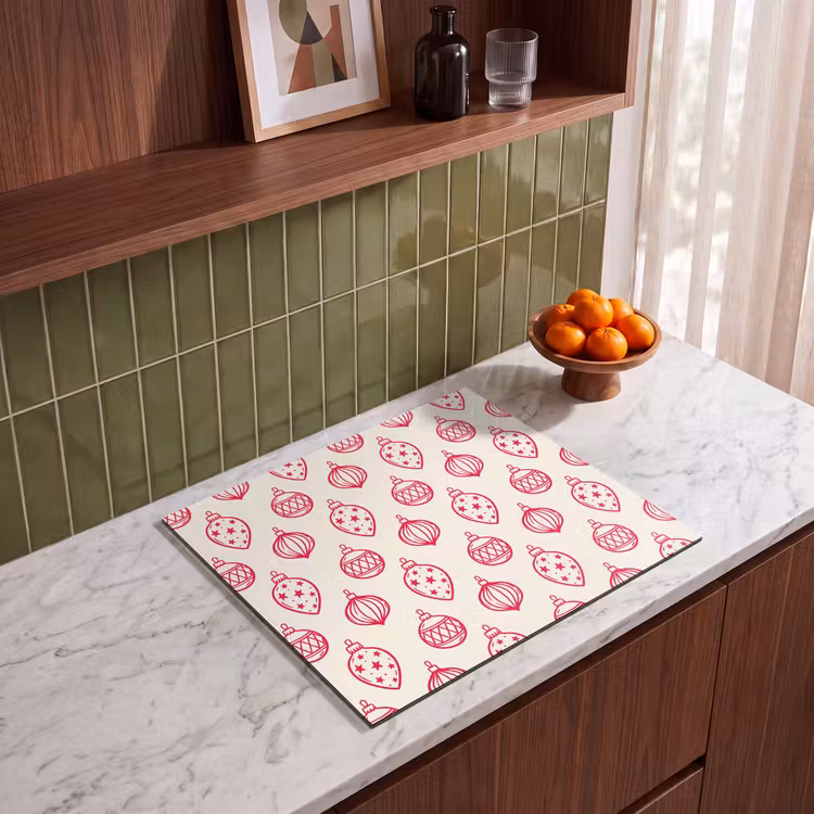 Herdabdeckplatte - Weihnachtskugel – Creme – Rot — 8