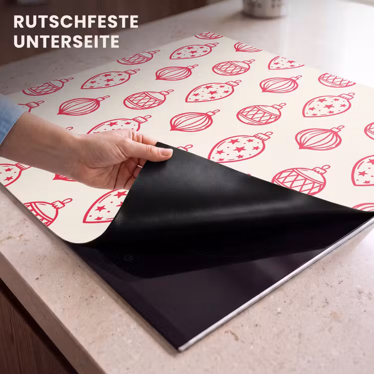 Herdabdeckplatte - Weihnachtskugel – Creme – Rot — 9