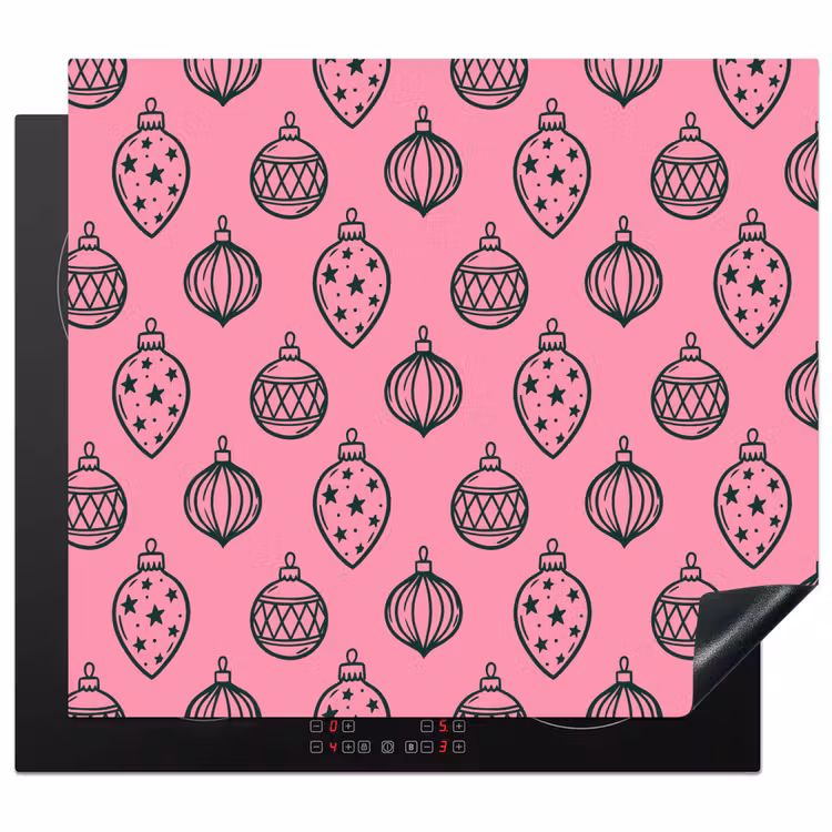 Herdabdeckplatte - Weihnachtskugel – Grün – Rosa — 1