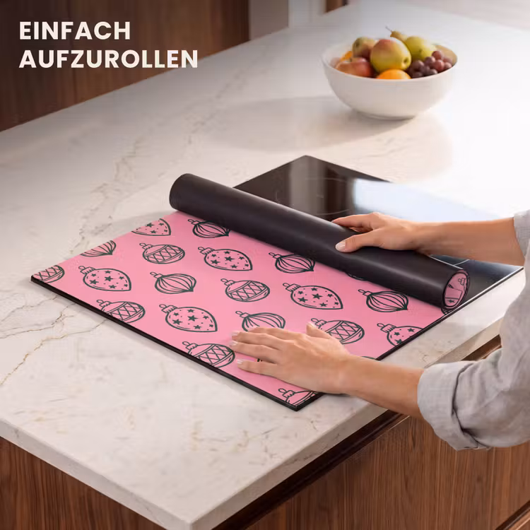 Herdabdeckplatte - Weihnachtskugel – Grün – Rosa — 7