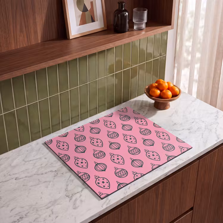 Herdabdeckplatte - Weihnachtskugel – Grün – Rosa — 8