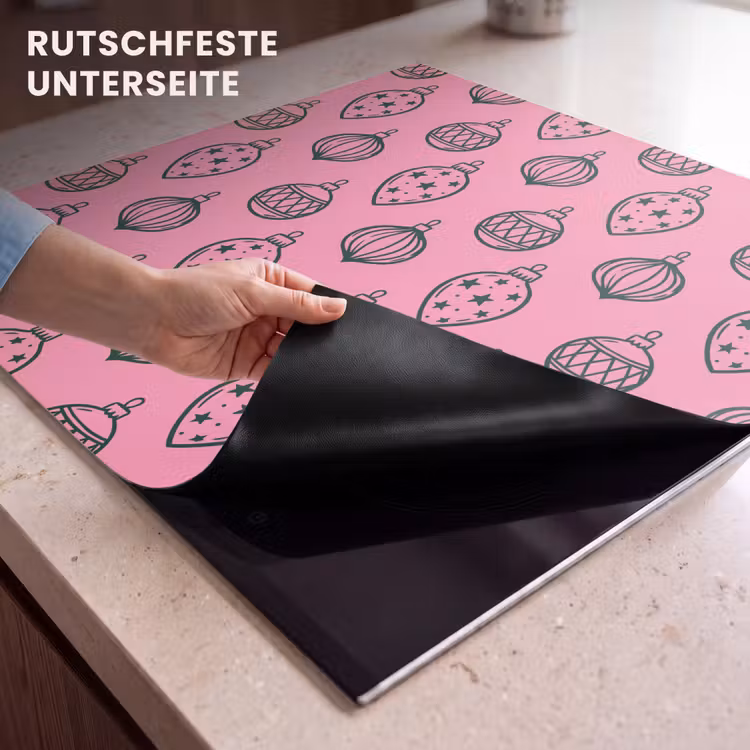 Herdabdeckplatte - Weihnachtskugel – Grün – Rosa — 9