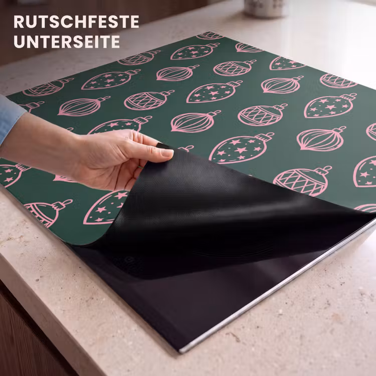 Herdabdeckplatte - Weihnachtskugel – Rosa – Grün — 9