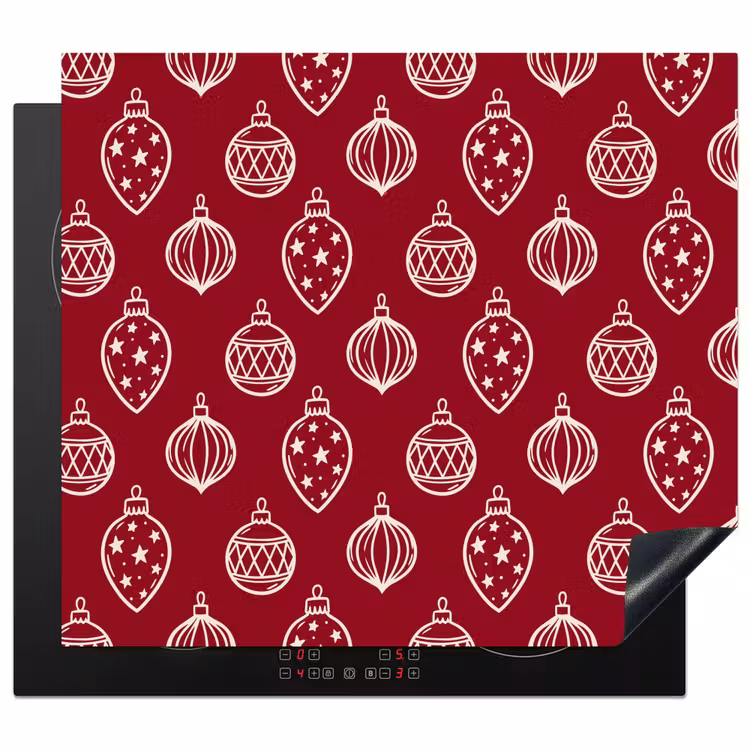 Herdabdeckplatte - Weihnachtskugel – Rot – Cremefarben — 1