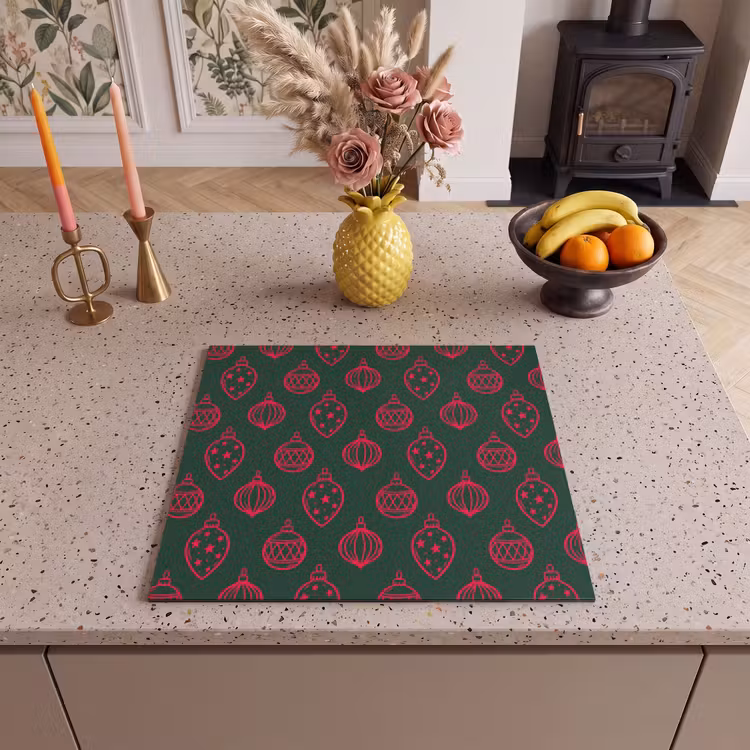 Herdabdeckplatte - Weihnachtskugel – Rot – Grün — 2