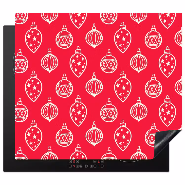 Herdabdeckplatte - Weihnachtskugel – Rot – Weiß — 1