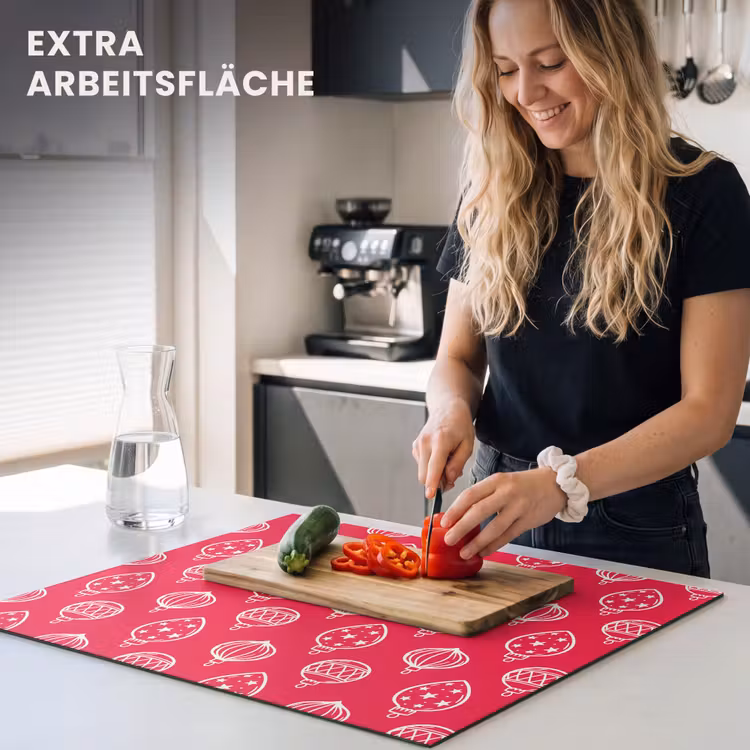 Herdabdeckplatte - Weihnachtskugel – Rot – Weiß — 4