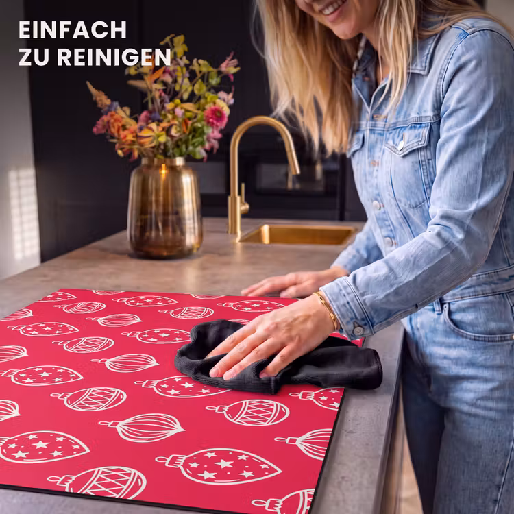 Herdabdeckplatte - Weihnachtskugel – Rot – Weiß — 6