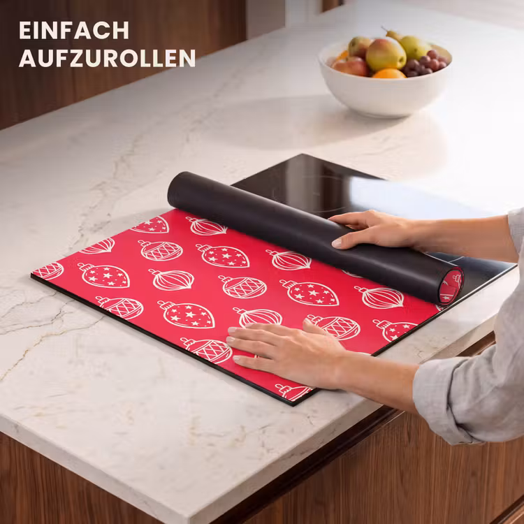 Herdabdeckplatte - Weihnachtskugel – Rot – Weiß — 7