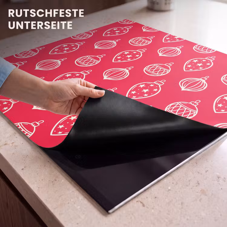 Herdabdeckplatte - Weihnachtskugel – Rot – Weiß — 9