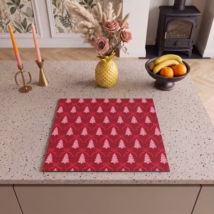 Herdabdeckplatte - Schleife – Rot – Rosa – Weihnachten — 2