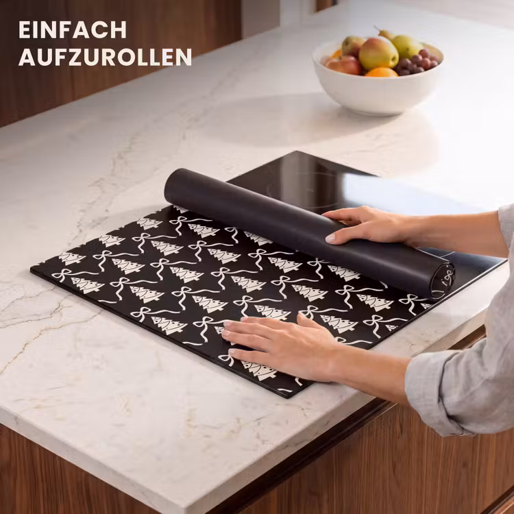 Herdabdeckplatte - Schleife – Weiß – Schwarz – Weihnachten — 7