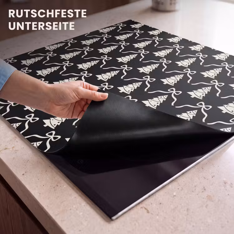 Herdabdeckplatte - Schleife – Weiß – Schwarz – Weihnachten — 9