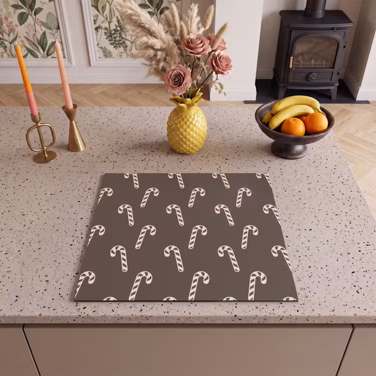 Herdabdeckplatte - Weihnachten – Creme – Taupe – Zuckerstange — 2