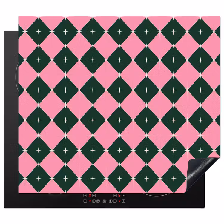 Herdabdeckplatte - Weihnachten – Rosa – Grün – Stern — 1