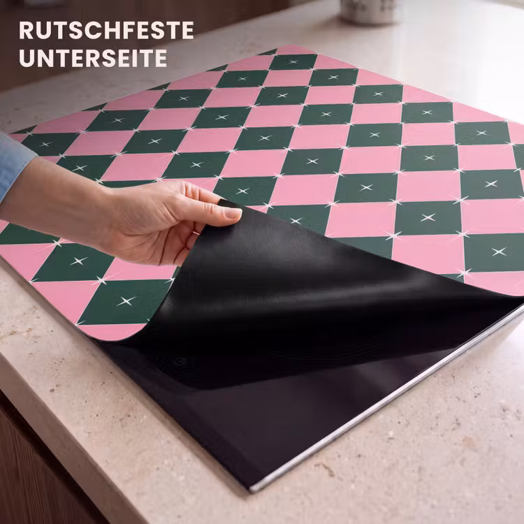 Herdabdeckplatte - Weihnachten – Rosa – Grün – Stern — 9