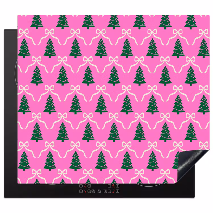Herdabdeckplatte - Weihnachten – Rosa – Weiß – Schleife — 1