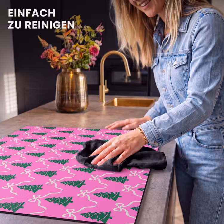 Herdabdeckplatte - Weihnachten – Rosa – Weiß – Schleife — 6