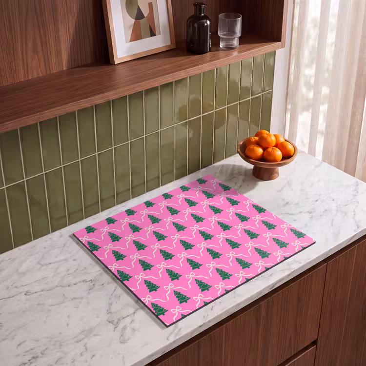 Herdabdeckplatte - Weihnachten – Rosa – Weiß – Schleife — 8