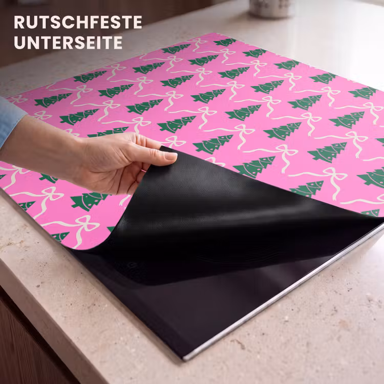 Herdabdeckplatte - Weihnachten – Rosa – Weiß – Schleife — 9