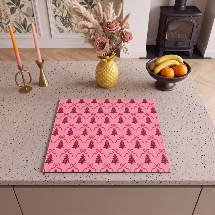 Herdabdeckplatte - Weihnachten – Rot – Rosa – Schleife — 2