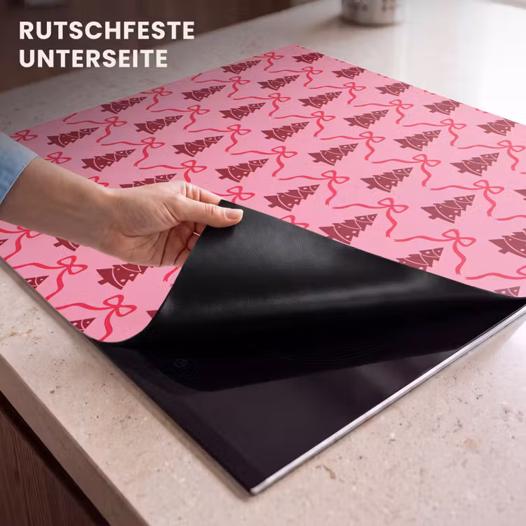 Herdabdeckplatte - Weihnachten – Rot – Rosa – Schleife — 9
