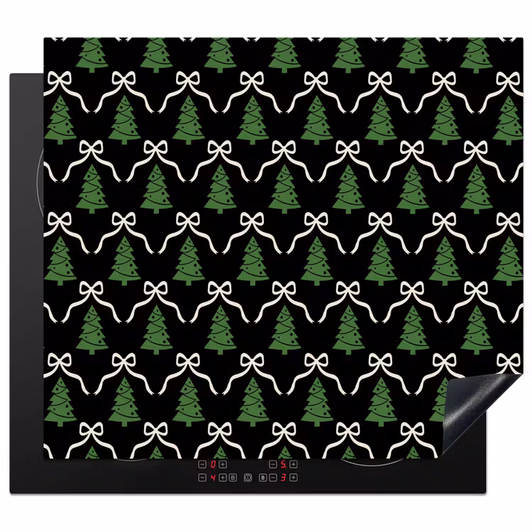 Herdabdeckplatte - Weihnachten – Schwarz – Weiß – Schleife — 1