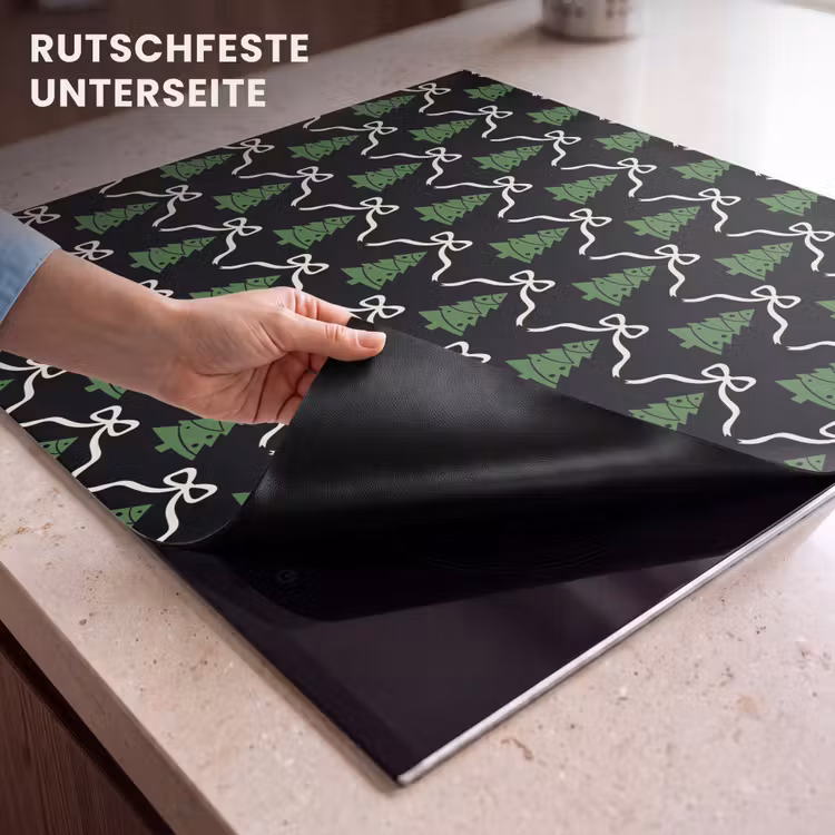 Herdabdeckplatte - Weihnachten – Schwarz – Weiß – Schleife — 9