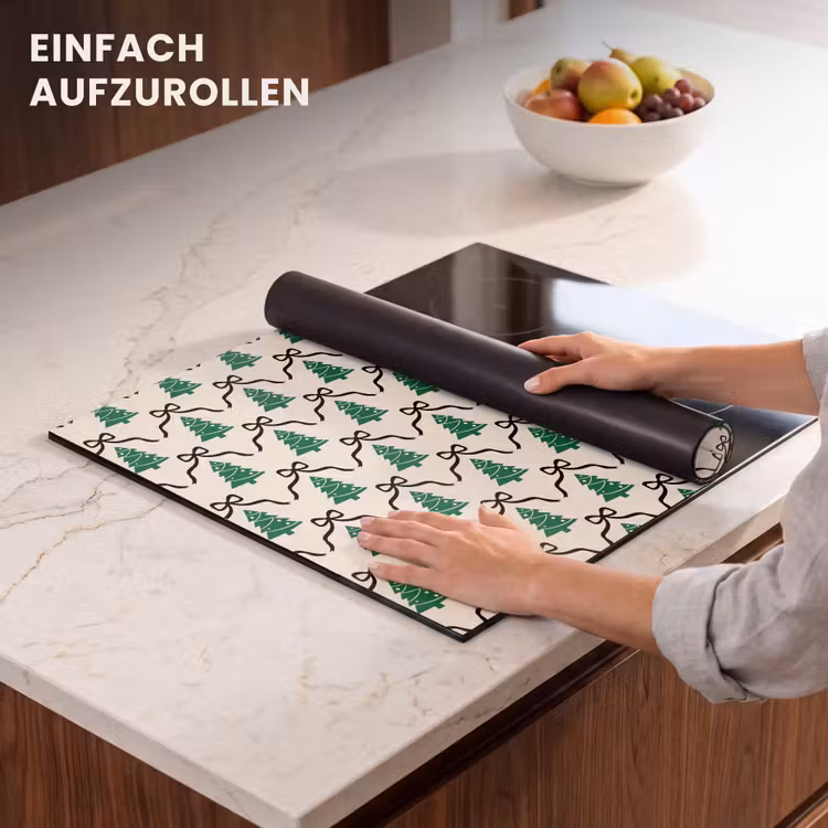 Herdabdeckplatte - Weihnachten – Weiß – Schwarz – Schleife — 7