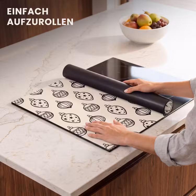 Herdabdeckplatte - Weihnachtskugel – Schwarz – Weiß — 7