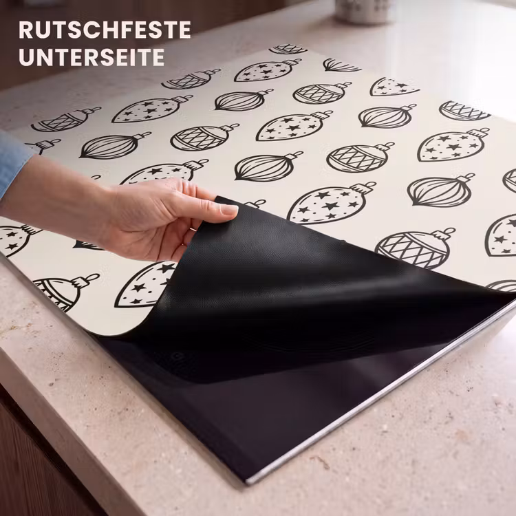 Herdabdeckplatte - Weihnachtskugel – Schwarz – Weiß — 9
