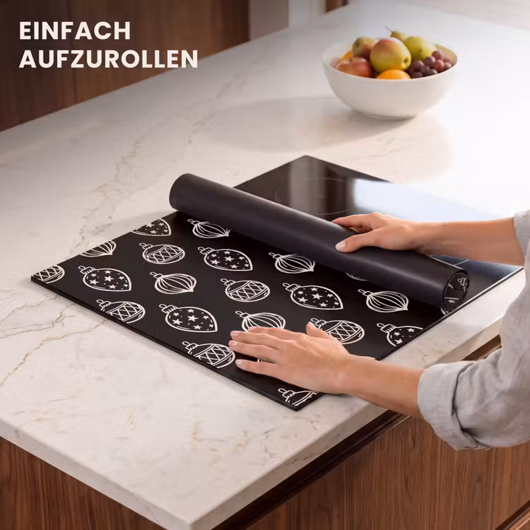 Herdabdeckplatte - Weihnachtskugel – Weiß – Schwarz — 7