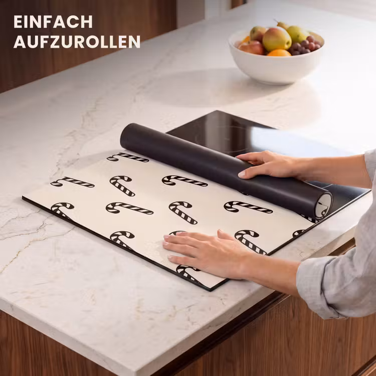 Herdabdeckplatte - Weihnachten – Schwarz – Creme – Zuckerstange — 7