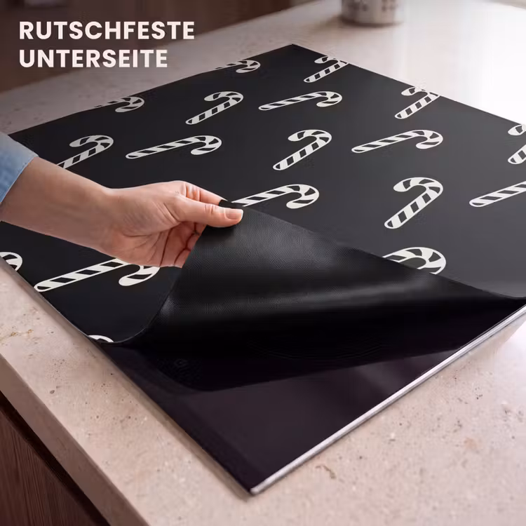 Herdabdeckplatte - Weihnachten – Schwarz – Weiß – Zuckerstange — 9
