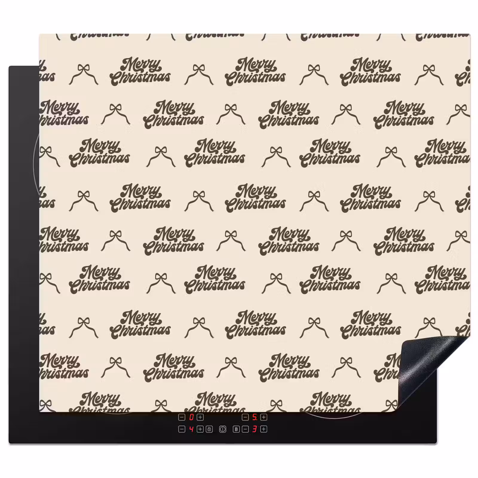 Herdabdeckplatte - Text – Braun – Creme – Schleife — 1