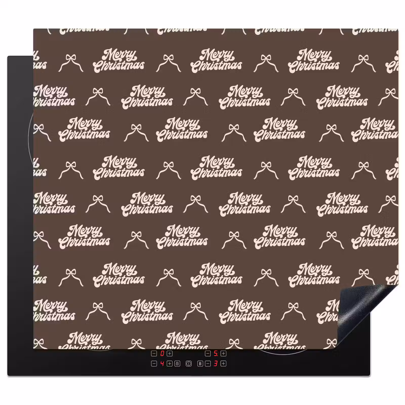 Herdabdeckplatte - Text – Creme – Braun – Schleife — 1