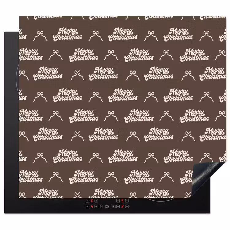 Herdabdeckplatte - Text – Creme – Braun – Schleife — 1