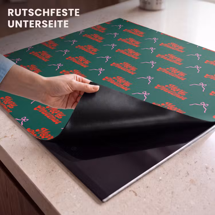 Herdabdeckplatte - Text – Rosa – Rot – Grün – Schleife — 9