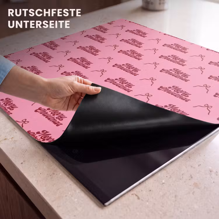 Herdabdeckplatte - Text – Rosa – Rot – Schleife — 9