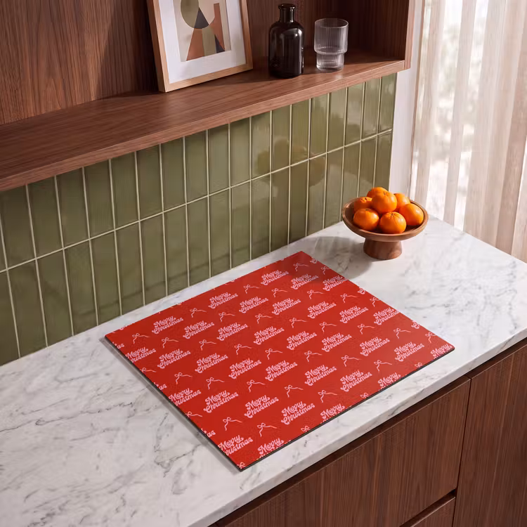 Herdabdeckplatte - Text – Schleife – Rosa – Rot — 8