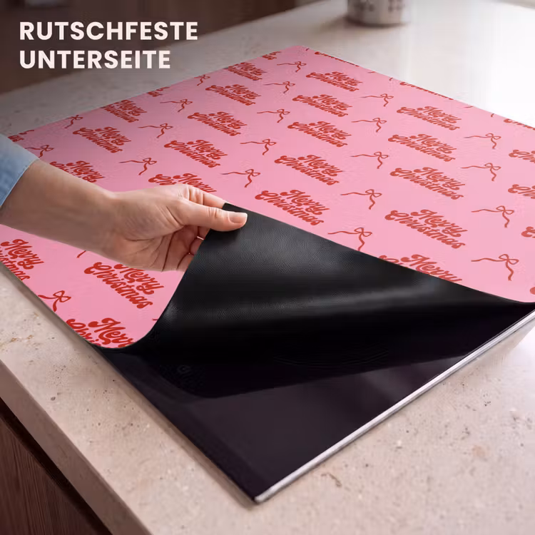 Herdabdeckplatte - Text – Schleife – Rot – Rosa — 9