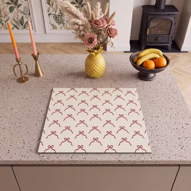 Herdabdeckplatte - Schleife – Rot – Creme – Weihnachten — 2