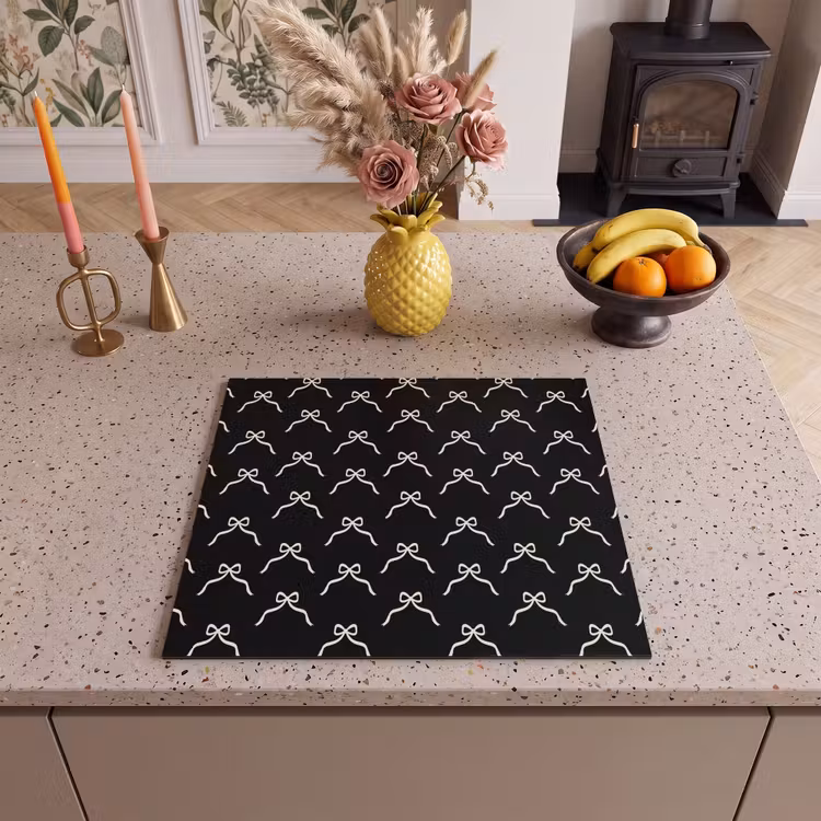 Herdabdeckplatte - Schleife – Weihnachten – Schwarz – Weiß — 2