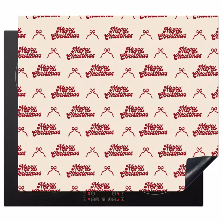 Herdabdeckplatte - Text – Rot – Creme – Schleife — 1