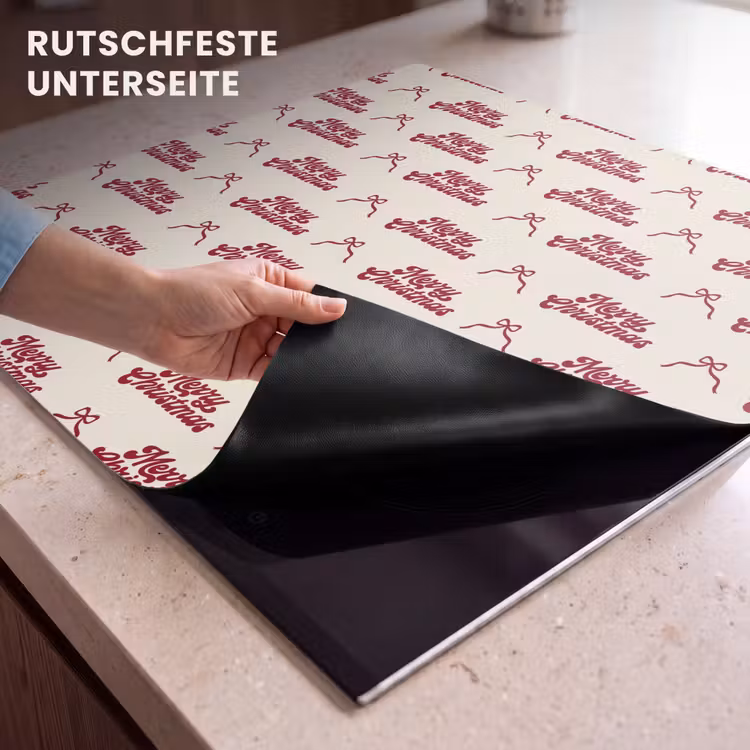 Herdabdeckplatte - Text – Rot – Creme – Schleife — 9