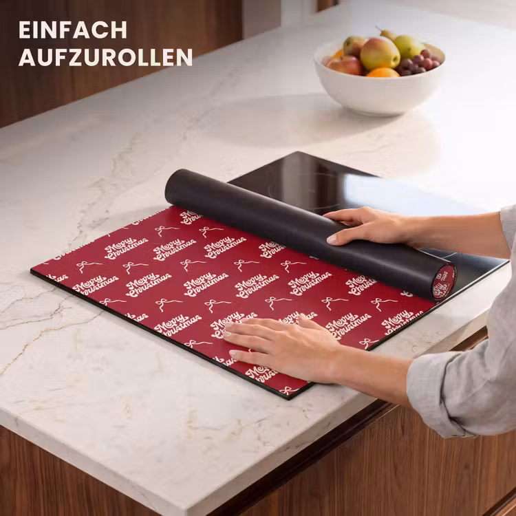 Herdabdeckplatte - Text – Rot – Weiß – Schleife — 7