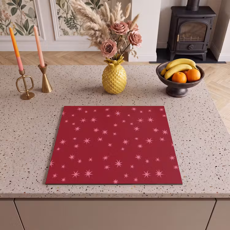 Herdabdeckplatte - Stern – Rosa – Weihnachten – Rot — 2